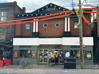 Restoration in progress at the Revue Cinema.