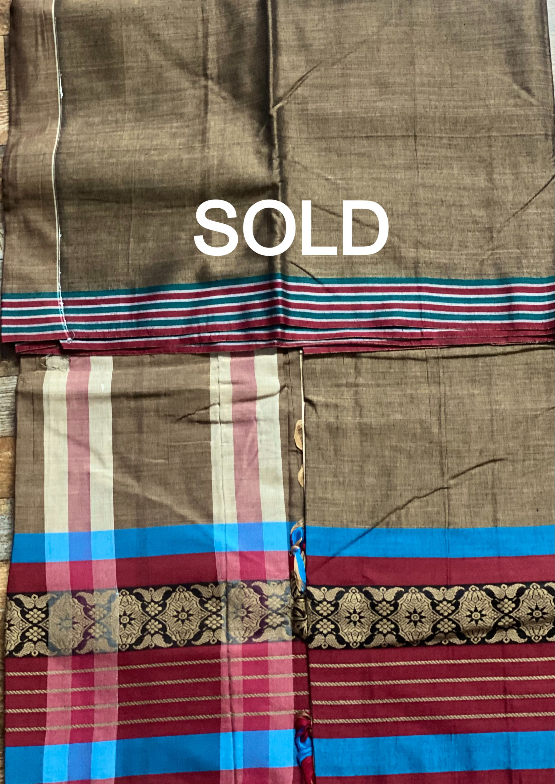 SOLD Classic Narayanapet Khaki Color Saree