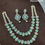 Thumbnail: Teal Color Stone Necklace with Earrings 