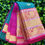 Thumbnail: Teal Blue Kuppadam Pattu Saree with Pink Border