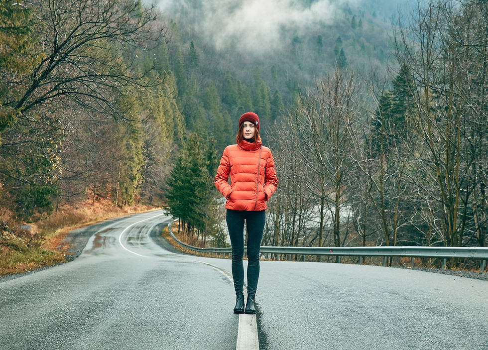 Woman On Mountain Road