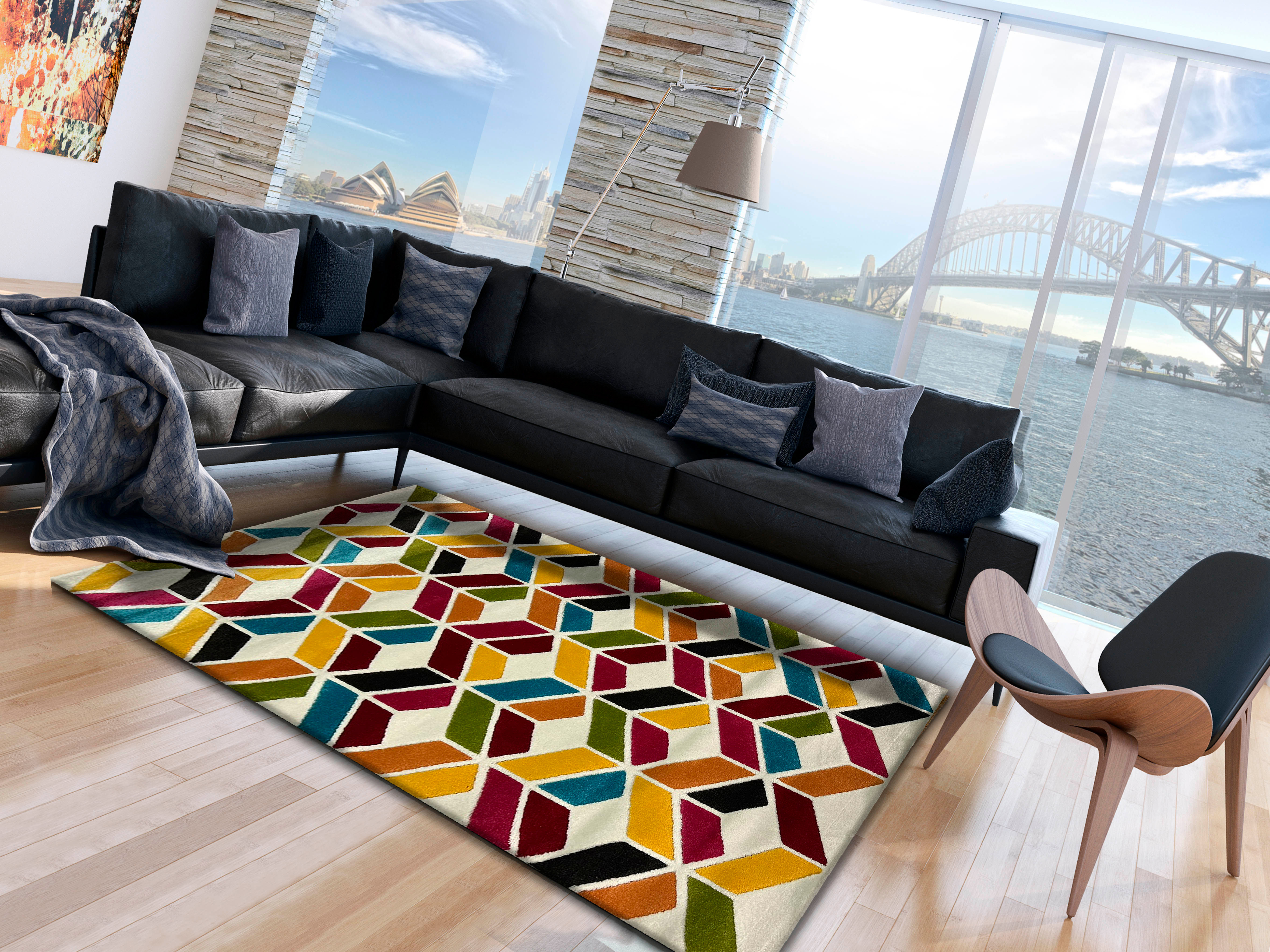 ALFOMBRA MODERNA CUADROS GEO 6535