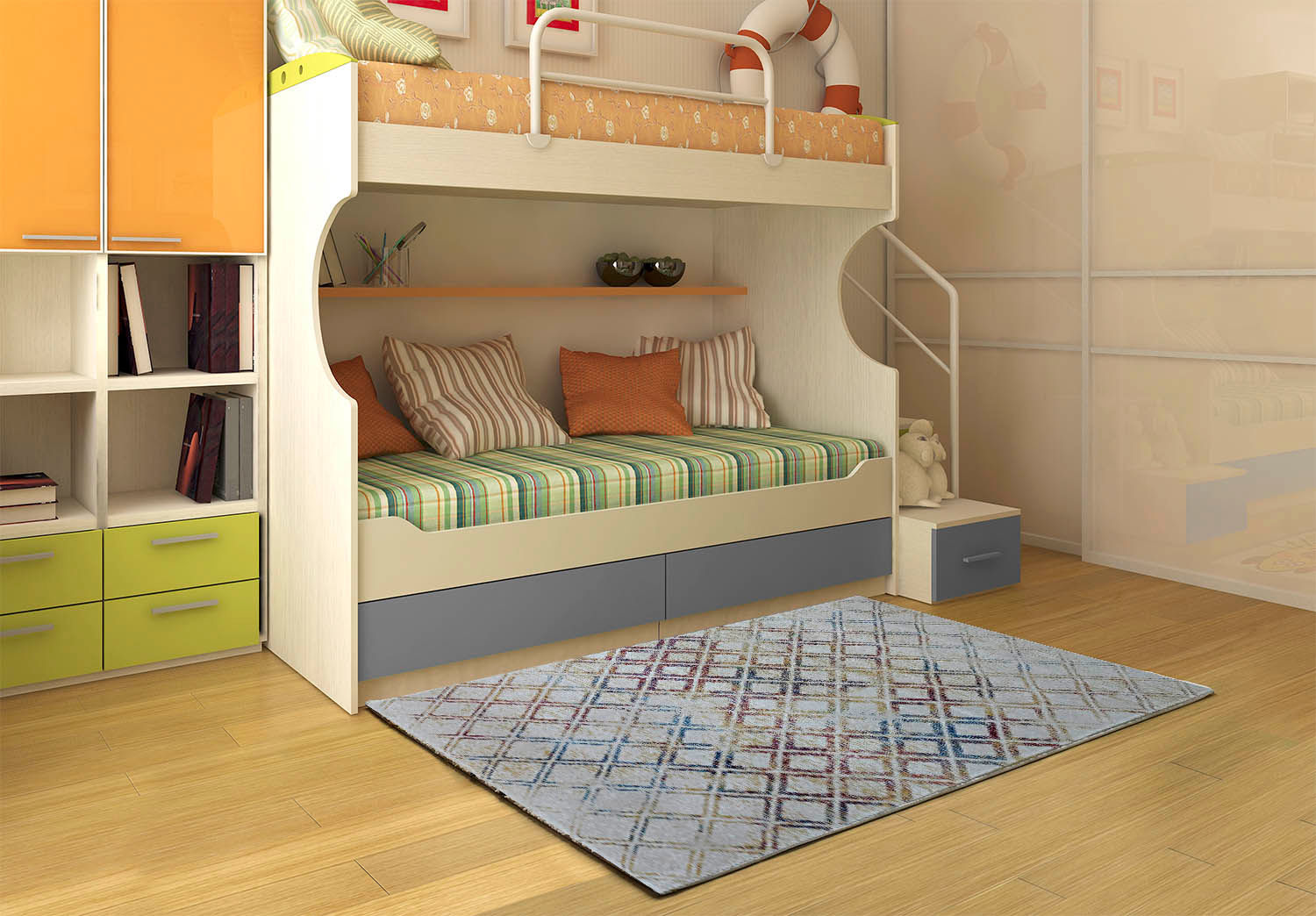 ALFOMBRA MODERNA RAYAS CUADROS SUAVE VINTAGE 4816