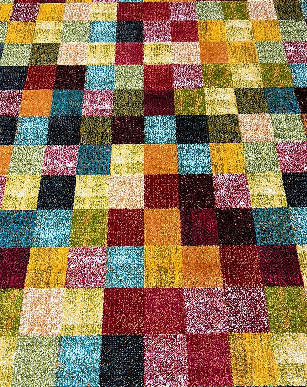 Miniatura: ALFOMBRA MODERNA CUADROS COLORIDA 6184