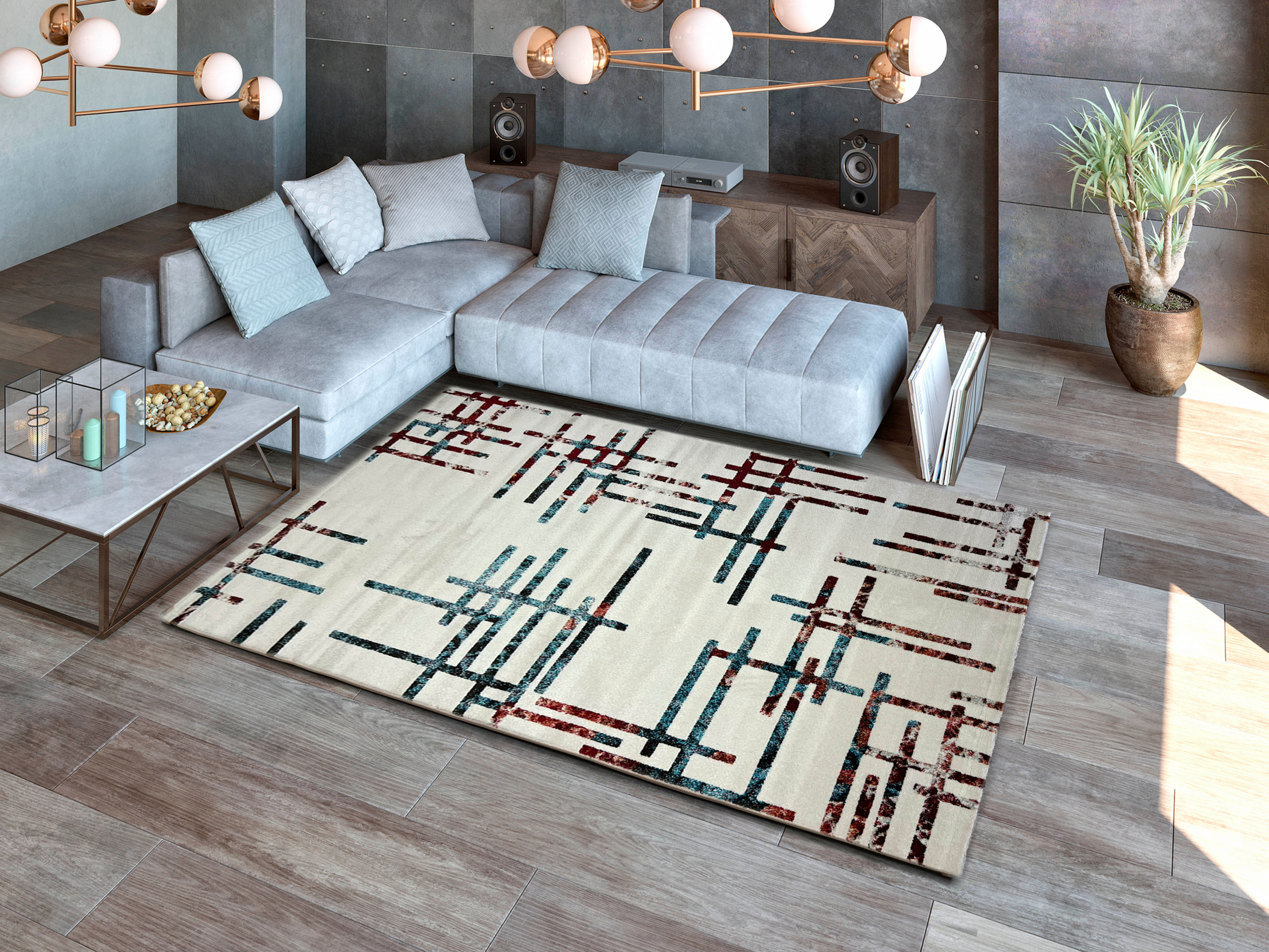 ALFOMBRA MODERNA ABSTRACTO RAYAS 6214