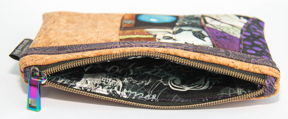 Thumbnail: Handmade Purple Spooky / Magical Cork Patchwork Clutch Bag