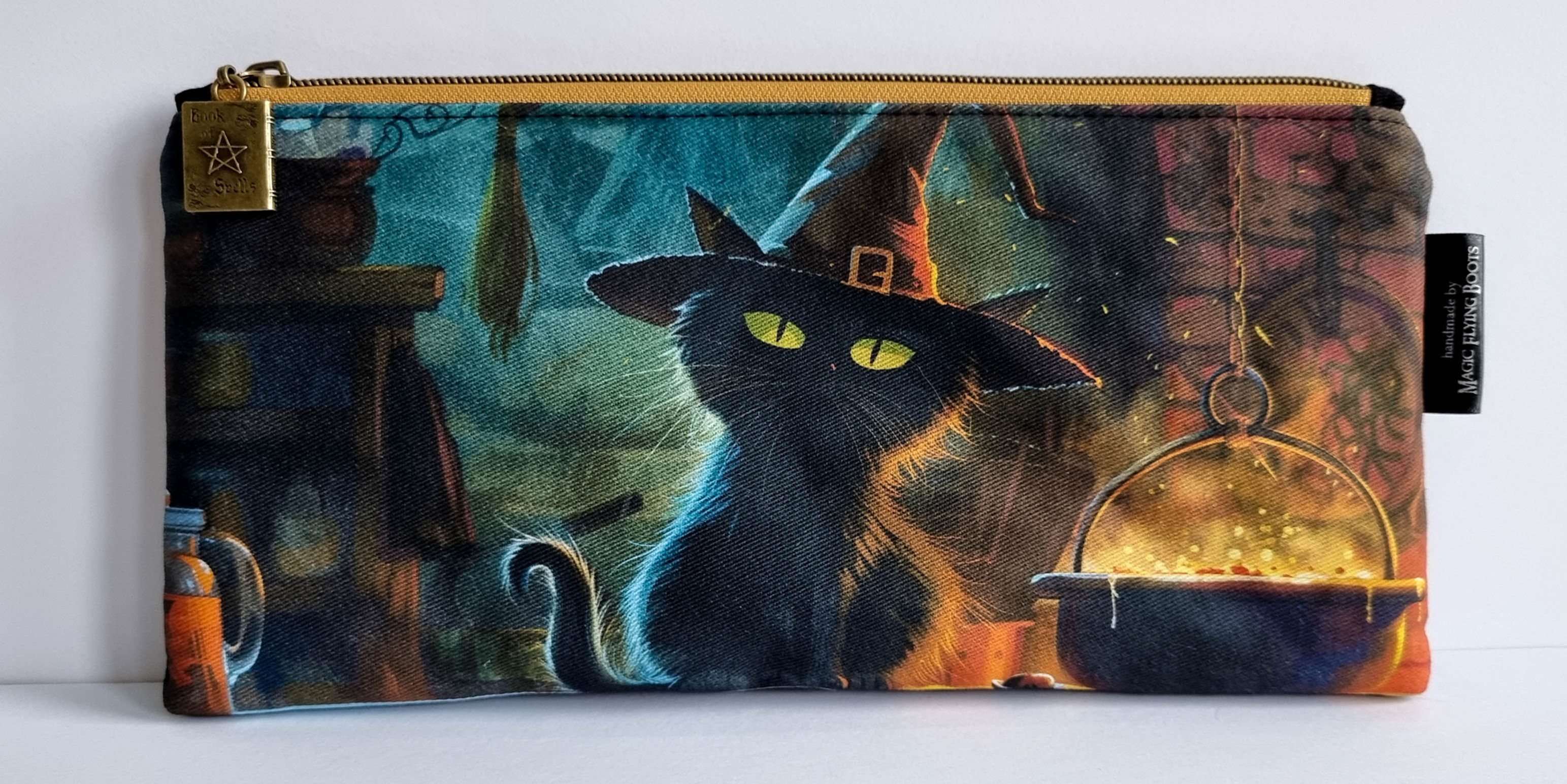 Large Handmade Black Witch's Cat Pencil Case
