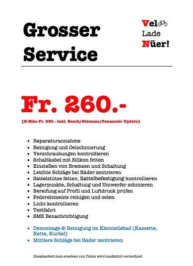 Velowerkstatt Angebot Großer Service