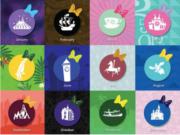 12 months of minnie mouse the main attraction themes