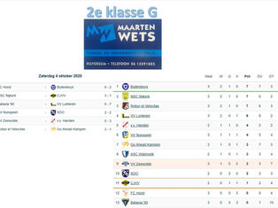2e klasse G (Oost)- speelronde 3 - 4 oktober 2025