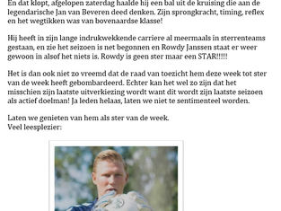 Rowdy Janssen(IJFC) ster van de week 4