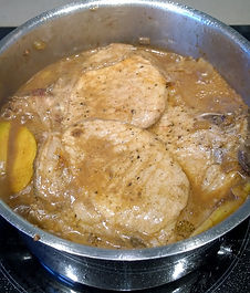 6) Add the chops back into the pot