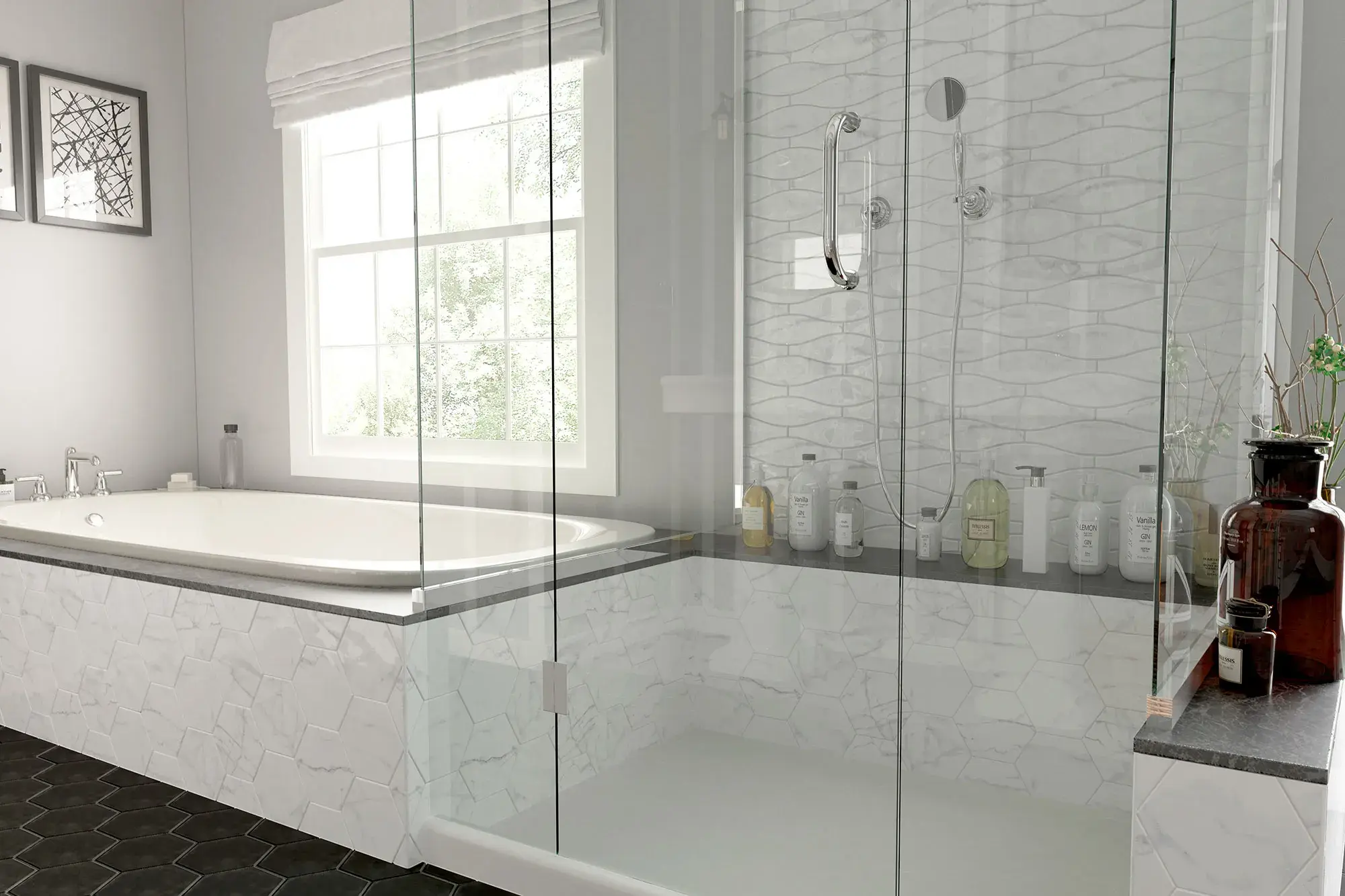 SHAPED MARBLE - WAVE CARRARA GLOSS 7.5 X 30 CM