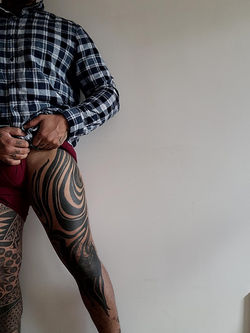 Healed Suminagashi full Leg tattoo