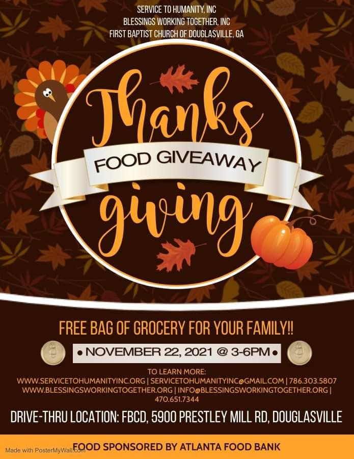 Thanksgiving Food Giveaway Blessings