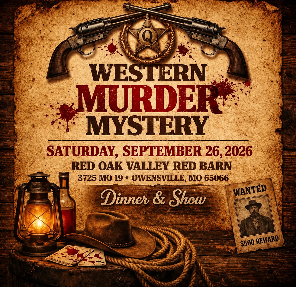 🔎🤠Western Murder Mystery Dinner at Red Oak Valley Red Barn