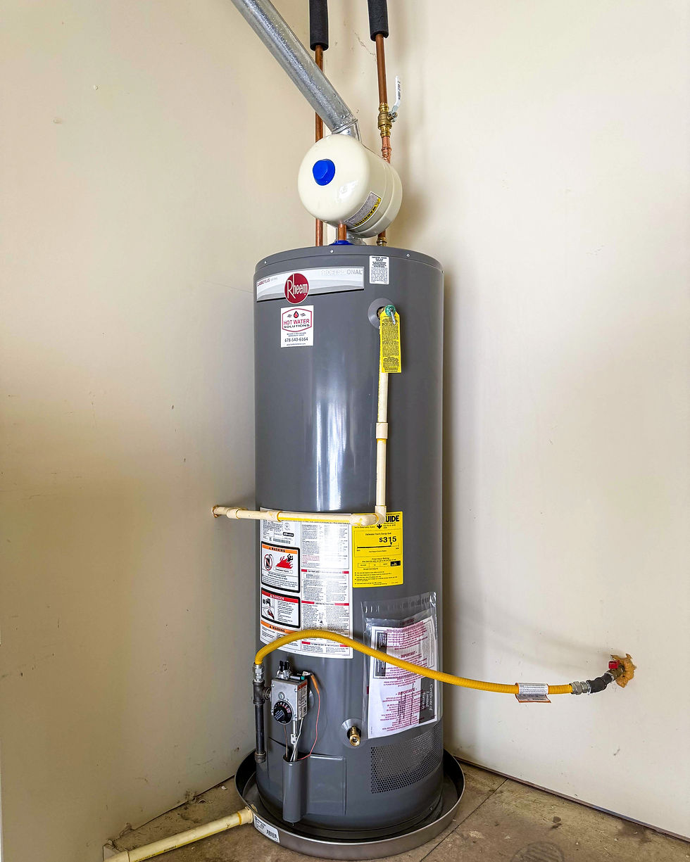 Traditional tank water heater installed
