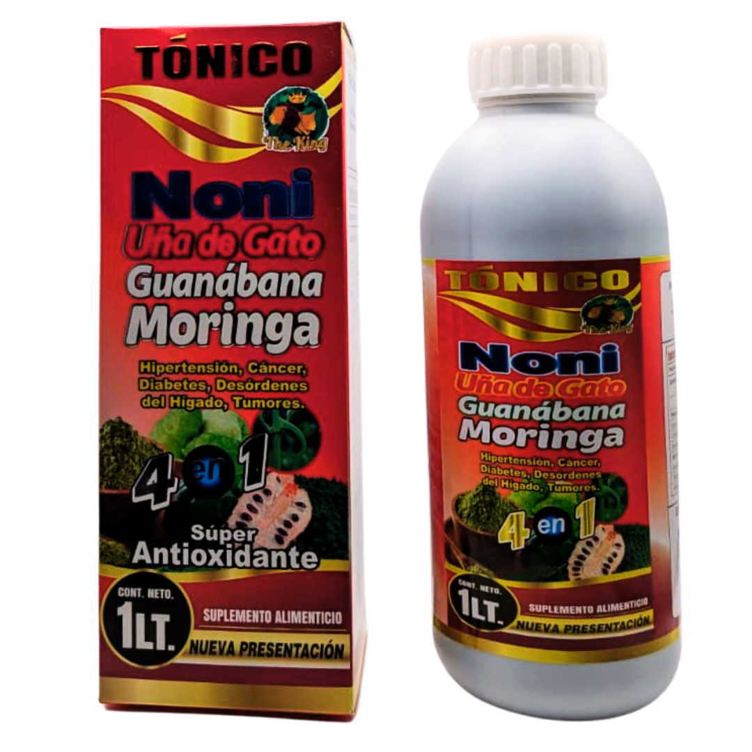 Noni, Uña de Gato, Guanabana & Moringa 4en1 Tónico Antioxidante 1lt. Noni, Cats
