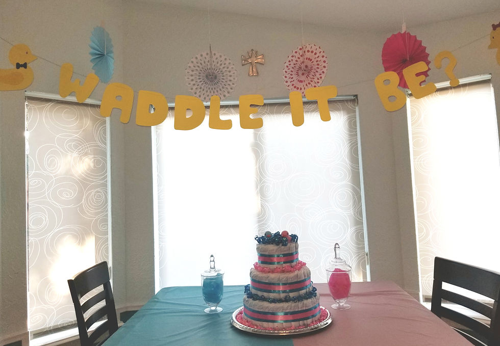 Thumbnail: Blue & Pink Gender Reveal Rubber Ducks Diaper Cake