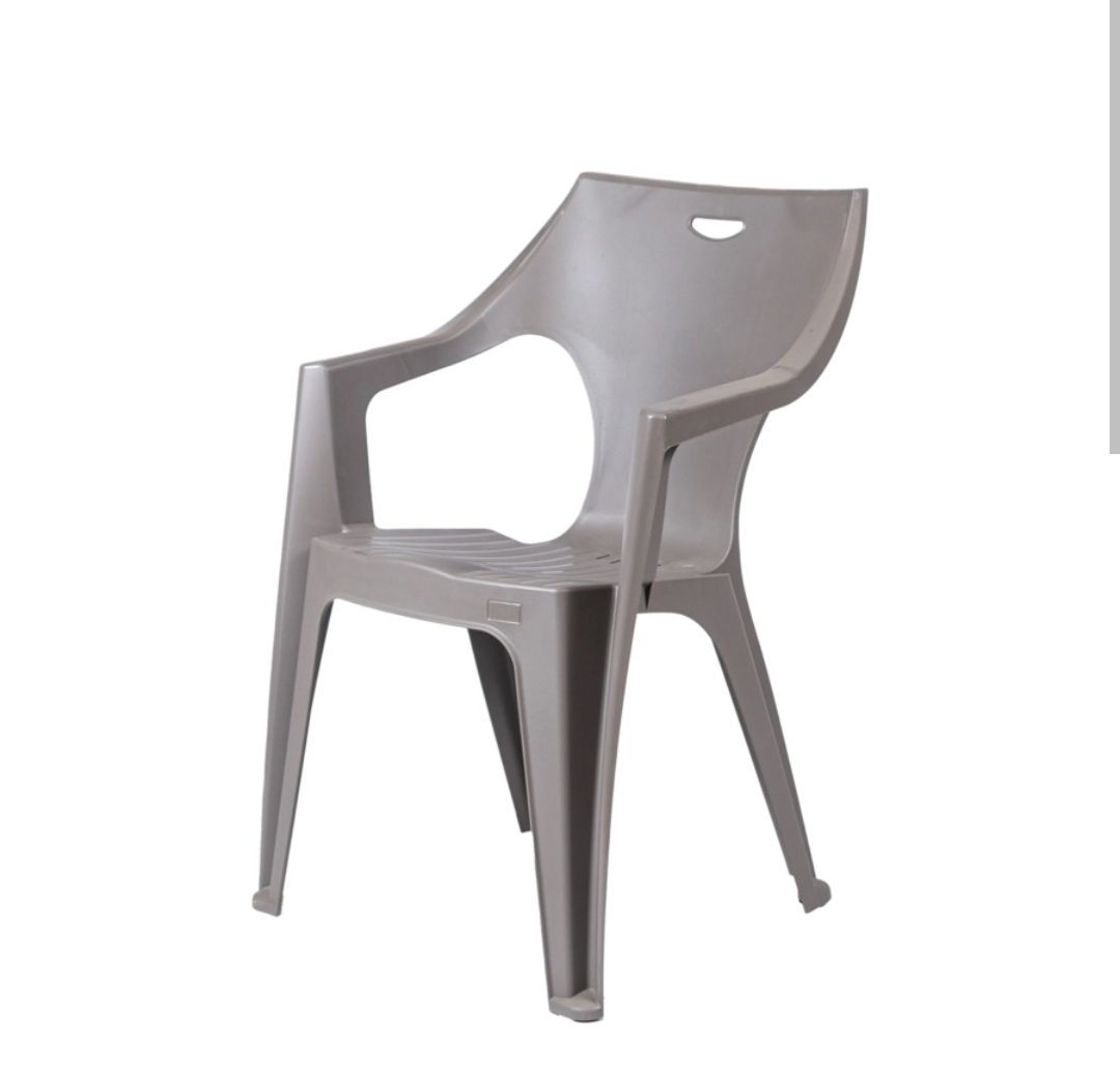 Arm Chair Taupe Plastic Outdoor