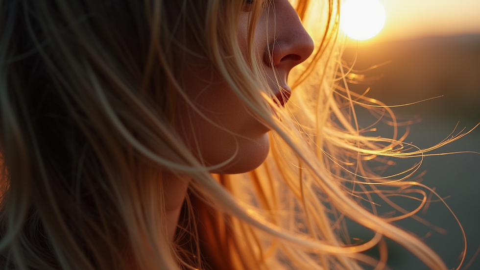 Close-up view of hair strands with subtle partial highlights