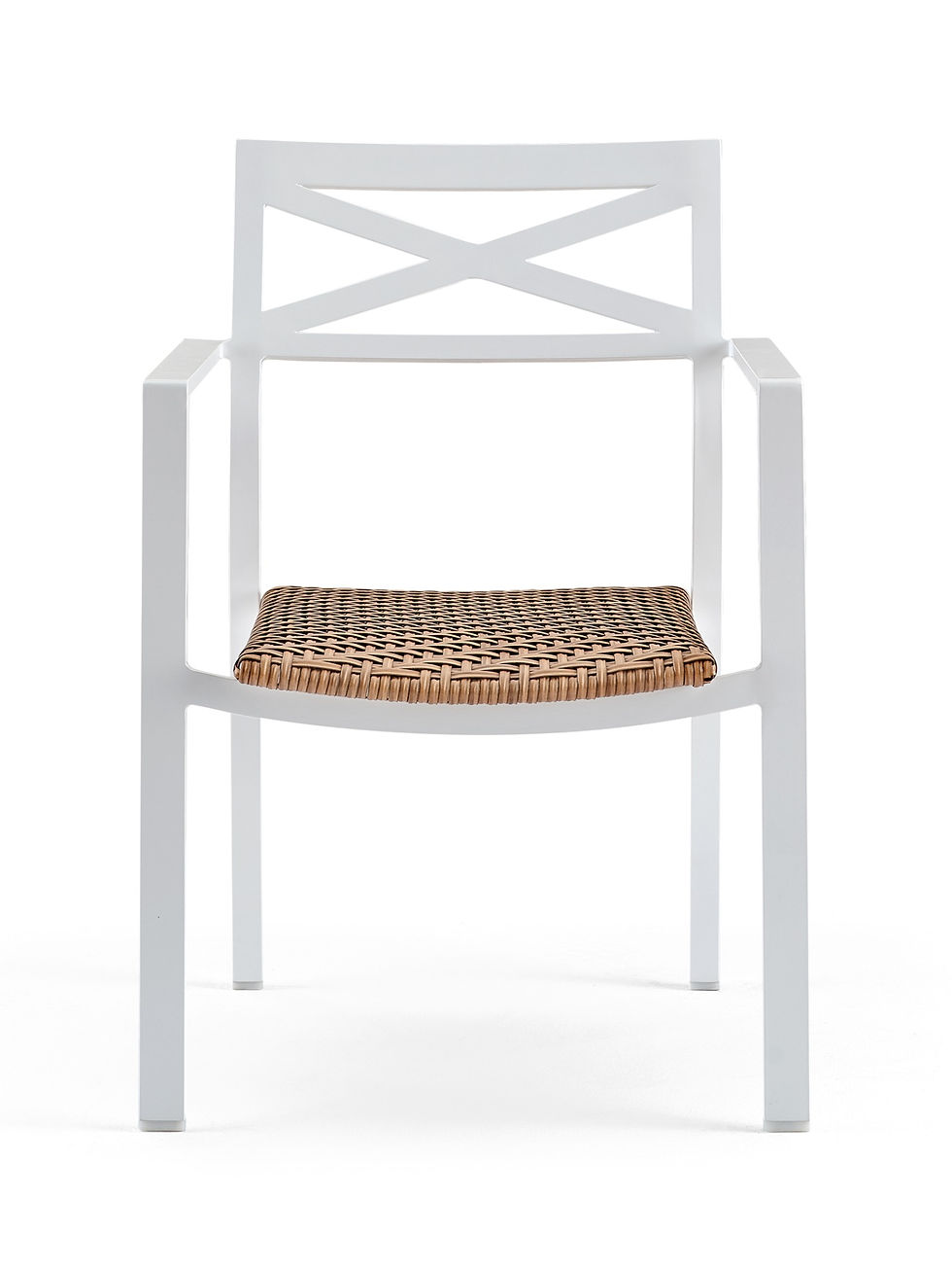 Thumbnail: Bishop Aluminum Dining Chair - Padded Wicker Seat