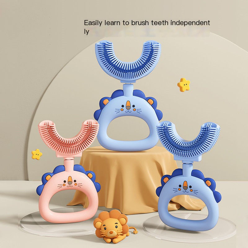 Thumbnail: U-Shaped Little Lion Silicone Toothbrush for Kids