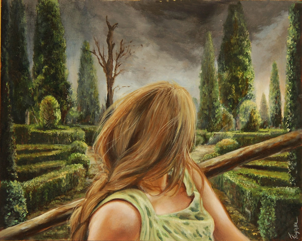 Retrospettiva - olio su pannello telato cm.30x40