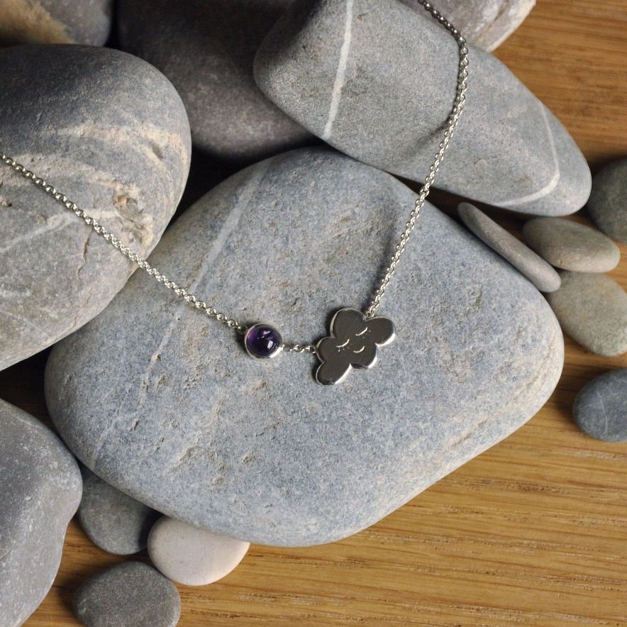 Collier nuage argent avec améthyste