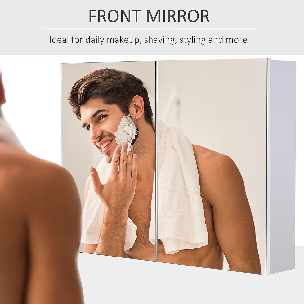 Thumbnail: Mirror Cabinet Double Door Wall Mounted Modern Storage Unit Bathroom