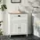 Thumbnail: Bathroom Floor Standing Cabinet Storage Organizer w/ Drawer Double Door, White