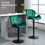 Thumbnail: Set Of 2 Luxurious Velvet-Touch Bar Stools w/ Metal Frame Footrest Base Green