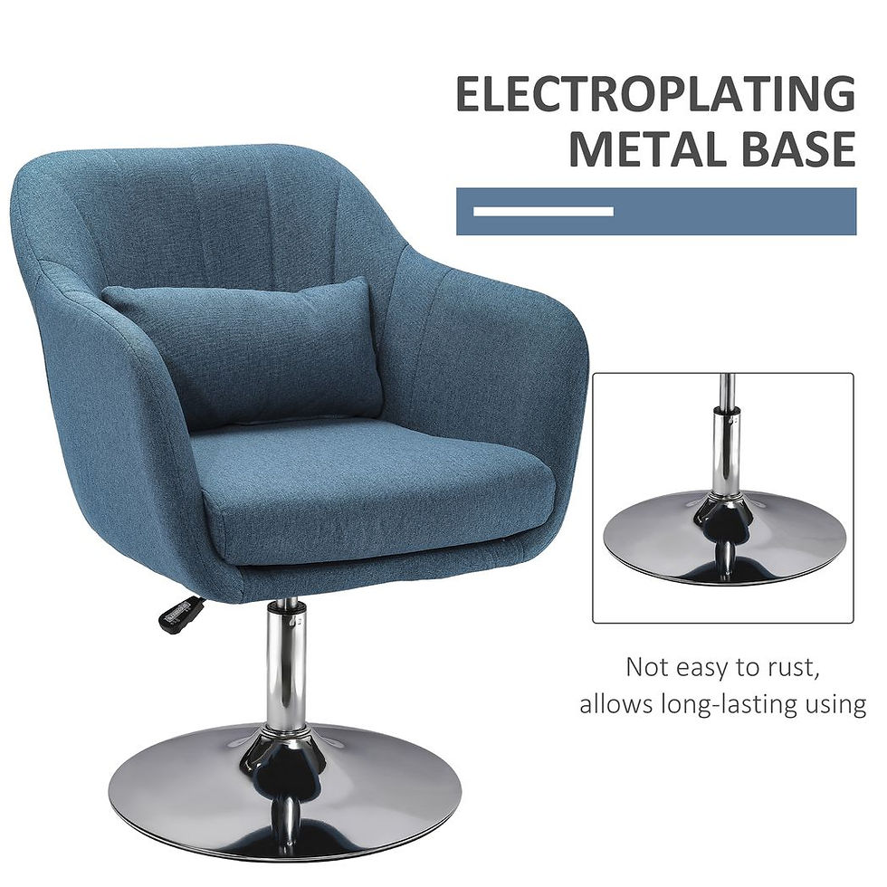Thumbnail: HOMCOM Stylish Retro Linen Swivel Tub Chair Steel Frame Cushion Seat Blue