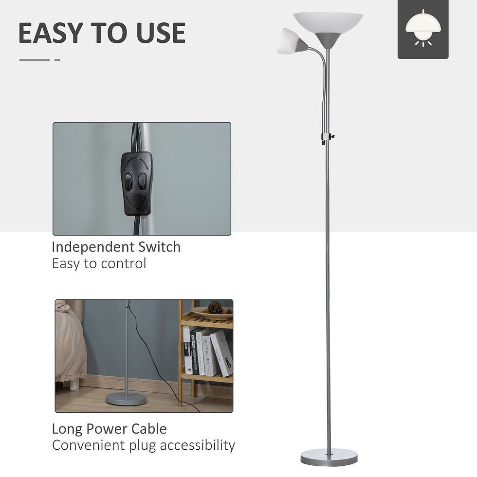 Thumbnail:  Steel Duo-Head Floor Lamp Silver 