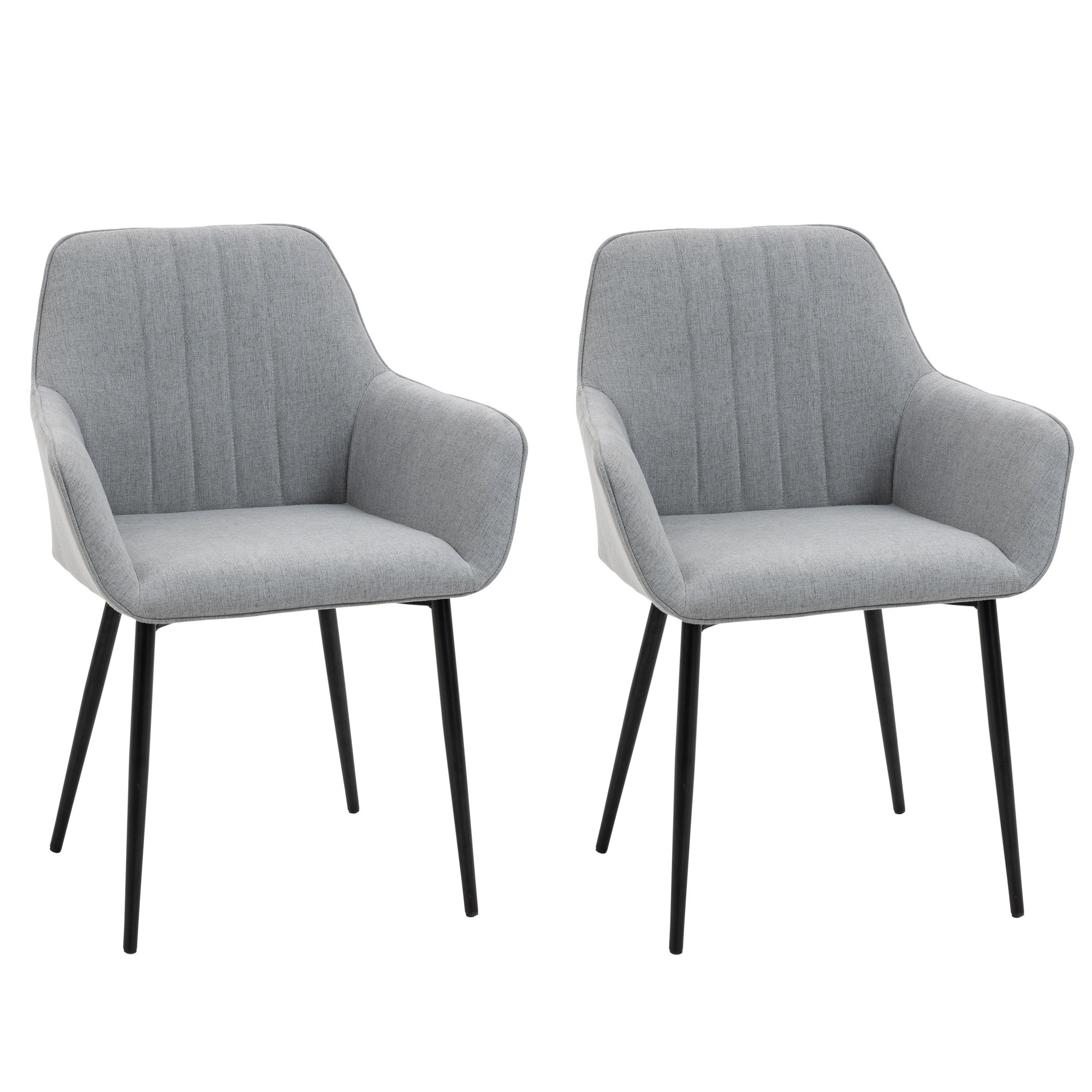 Set of 2 Dining Chairs Upholstered with Metal Legs, Light Grey 2 h