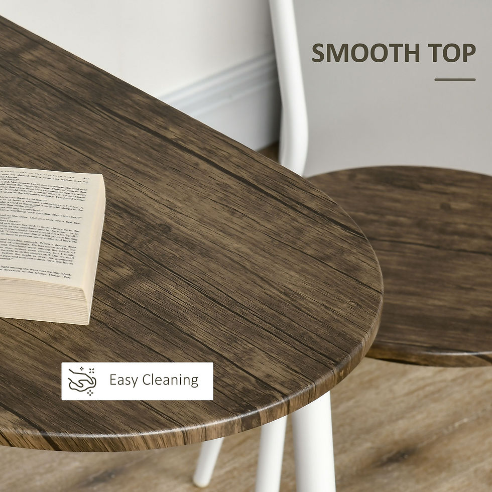 Thumbnail: 3pc Dining Table and Chairs Set, Oval Kitchen Table with 2 Chairs, Natural