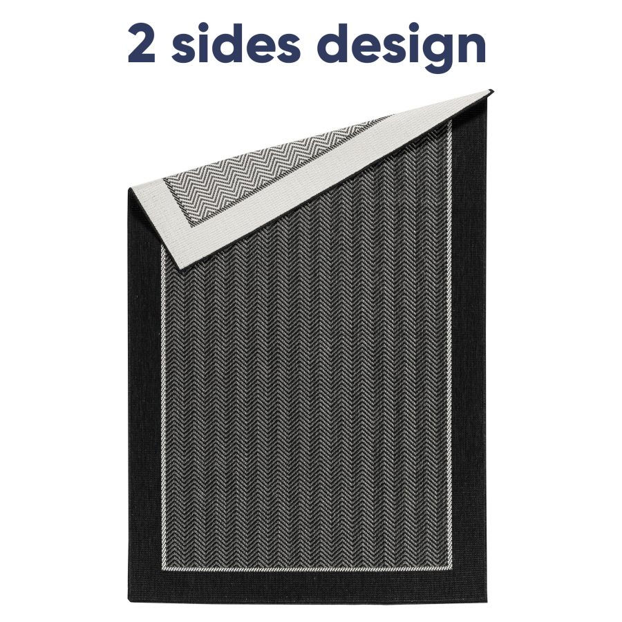 Thumbnail: Outdoor Indoor Reversible Quality Woven Soft  Sisal Weave BLK WHT CRM Colour