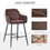 Thumbnail: Set Of 2 Retro PU Leather Bar Chairs Set Stylish w/ Footrest Metal Frame