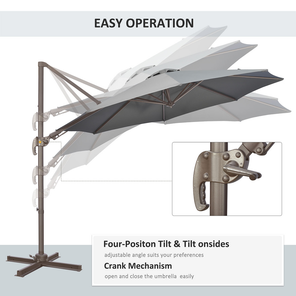 Thumbnail: 3(m) Cantilever Parasol 360� Rotation Roma Umbrella with Tilt Grey