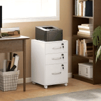 Thumbnail: Three Drawer Wood-Effect Filing Cabinet - White