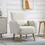 Thumbnail: Nordic Armchair Linen-Touch Sofa Chair with Cushioned Pillow & Wood Legs Cream