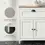 Thumbnail: Bathroom Floor Standing Cabinet Storage Organizer w/ Drawer Double Door, White
