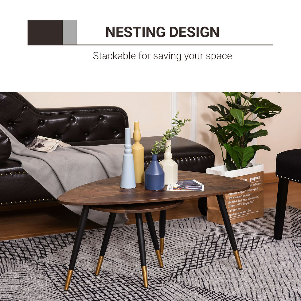 Thumbnail: Walnut Nesting Coffee Table Set – Two Scandinavian‑Style Tables
