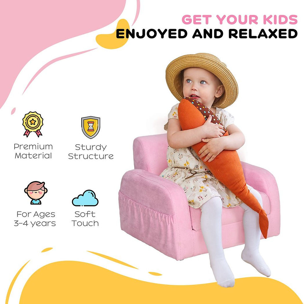 Thumbnail: HOMCOM 2 In 1 Kids Armchair Sofa Bed Fold Out Padded Wood Frame Bedroom Pink