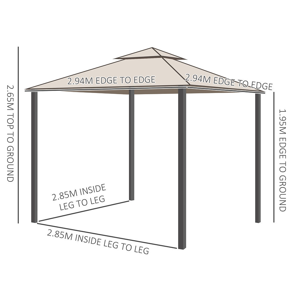 Thumbnail: Outsunny Outdoor Gazebo, 2-tier Roof W/Netting, 295L x 295W x 263Hcm-Taupe 