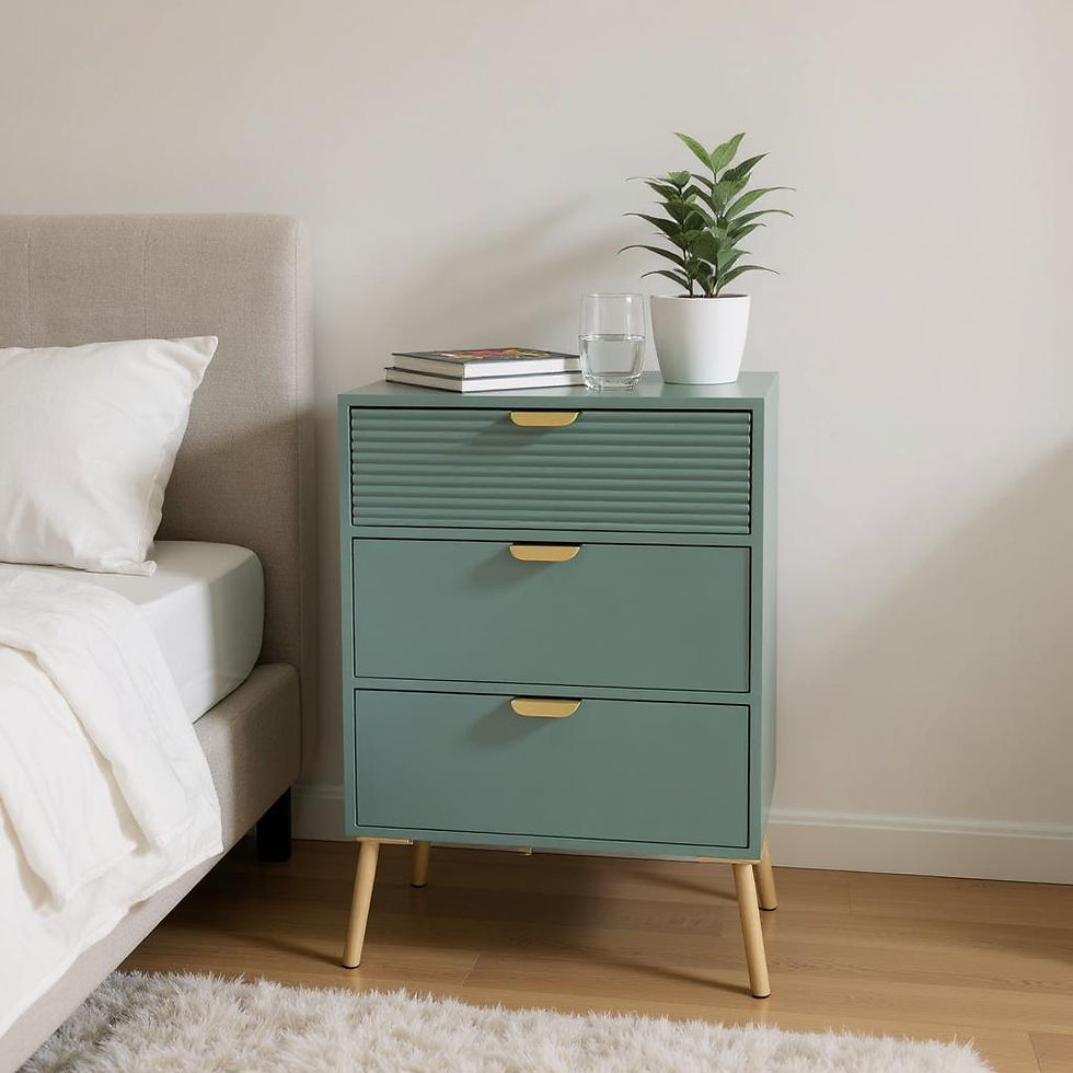Thumbnail: 75CM GREEN WOODEN 3 DRAWER CHEST OF DRAWER
