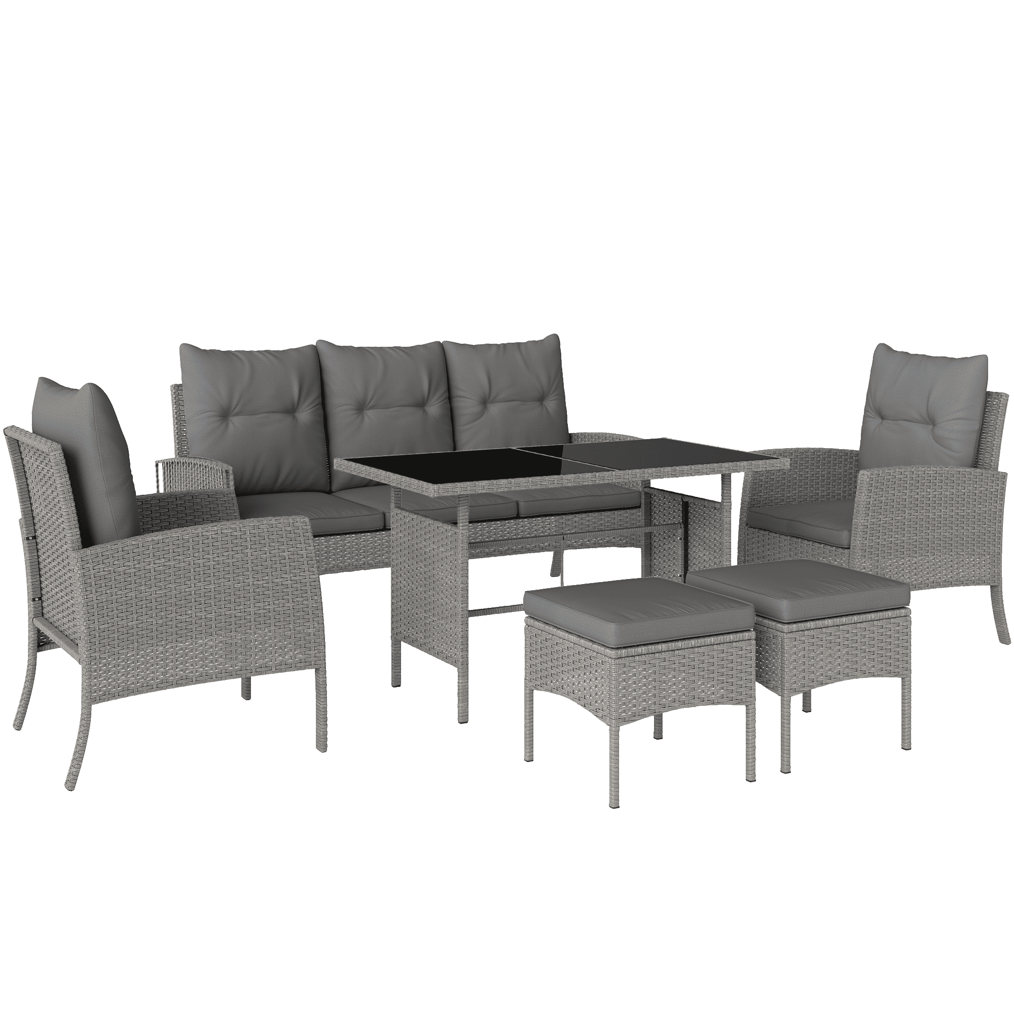 Rattan Garden Furniture Set 5 Seater Grey