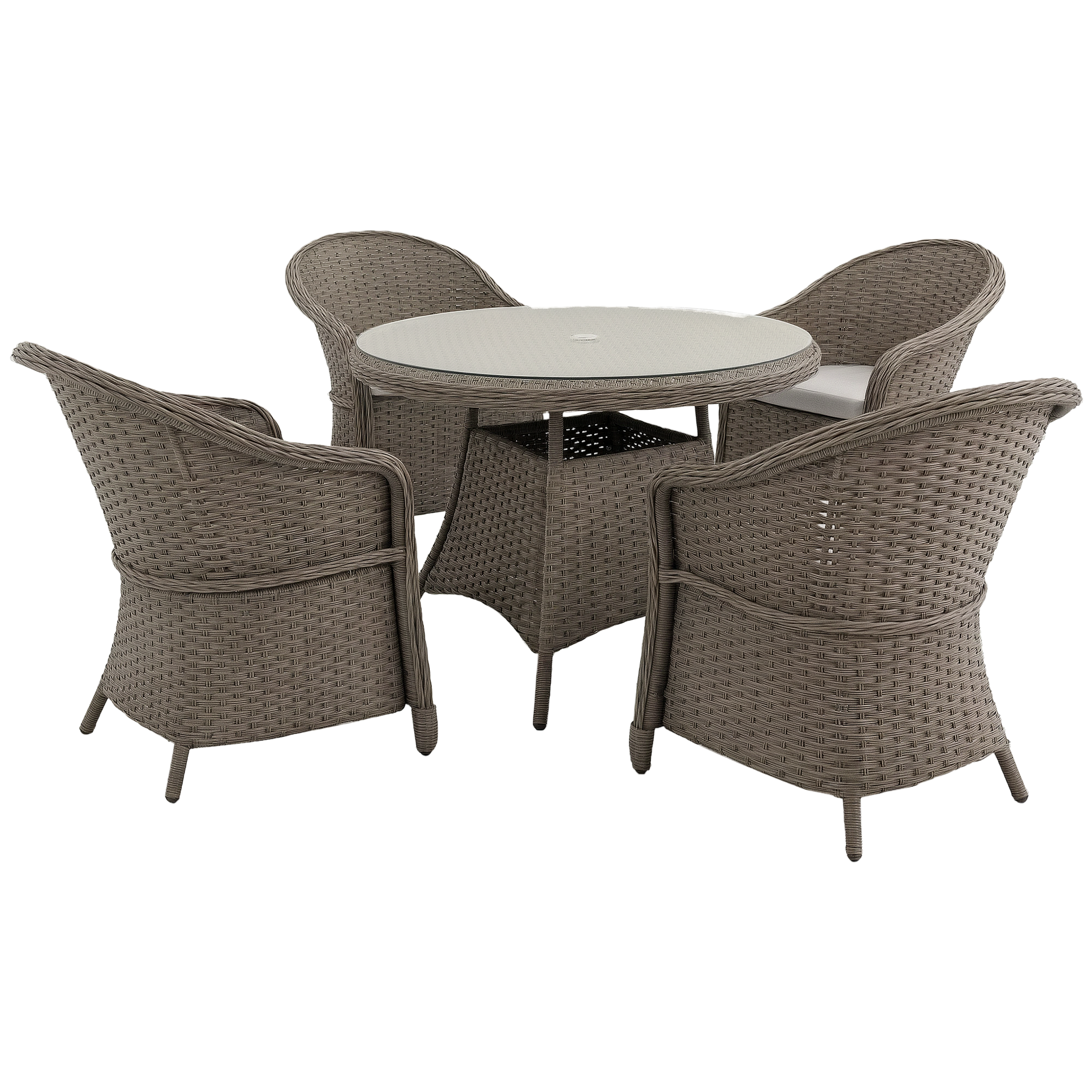 5‑Piece Outdoor PE Rattan Dining Set, Mixed Grey
