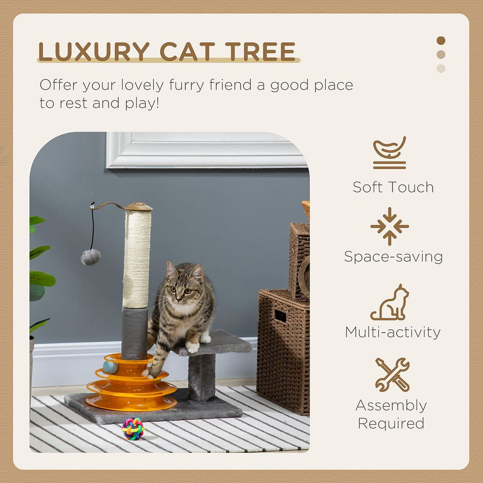 Thumbnail: PawHut 56cm Cat Tree for Indoor Cats, Scratching Post w/ Cat Toys - Grey
