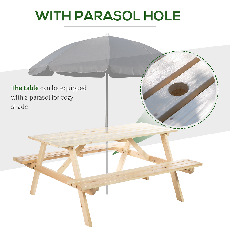 Thumbnail: Outsunny 4-Seater Wooden Picnic Set-Fir Wood